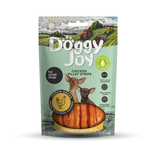 Doggy Joy Fillet Strips Med Kylling, sund Hunde snack til Små Hunde, 55g